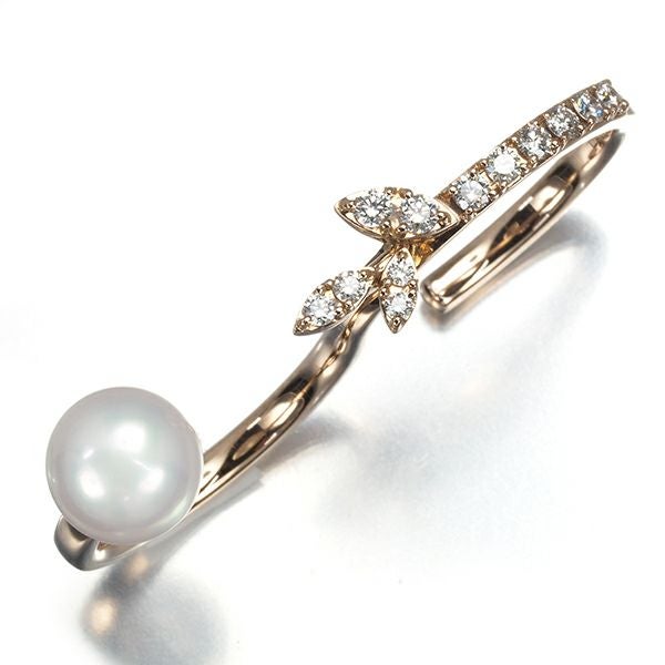 タサキ リング パール アコヤ真珠 8.0mm  ダイヤ  クーゲル ダブルフィンガー 11/12号 K18
