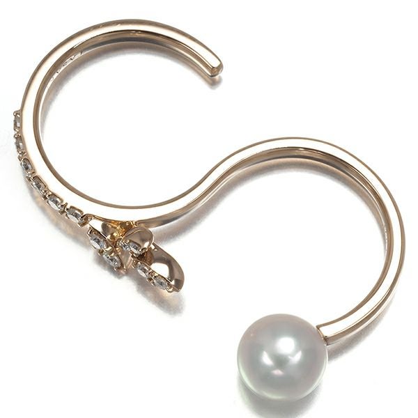 タサキ リング パール アコヤ真珠 8.0mm  ダイヤ  クーゲル ダブルフィンガー 11/12号 K18