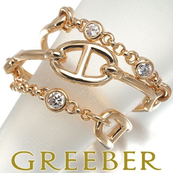 エルメス リング ダイヤ 0.1ct シェーヌダンクル カオス MM 55号 K18PG 箱/未修理証明書