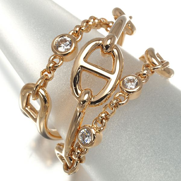 エルメス リング ダイヤ 0.1ct シェーヌダンクル カオス MM 55号 K18PG 箱/未修理証明書