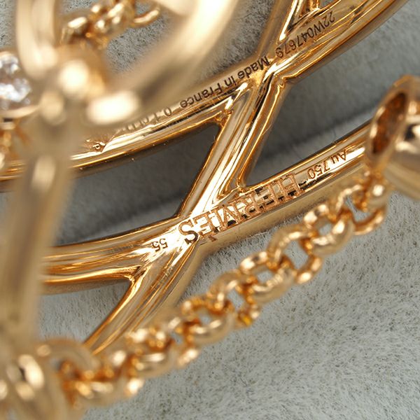 エルメス リング ダイヤ 0.1ct シェーヌダンクル カオス MM 55号 K18PG 箱/未修理証明書