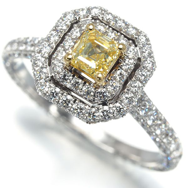グラフ リング イエロー＆クリアダイヤ 0.52ct FANCY YELLOW VS2  16号 K18YG 