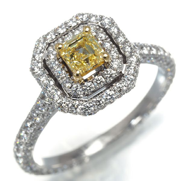 グラフ リング イエロー＆クリアダイヤ 0.52ct FANCY YELLOW VS2  16号 K18YG 