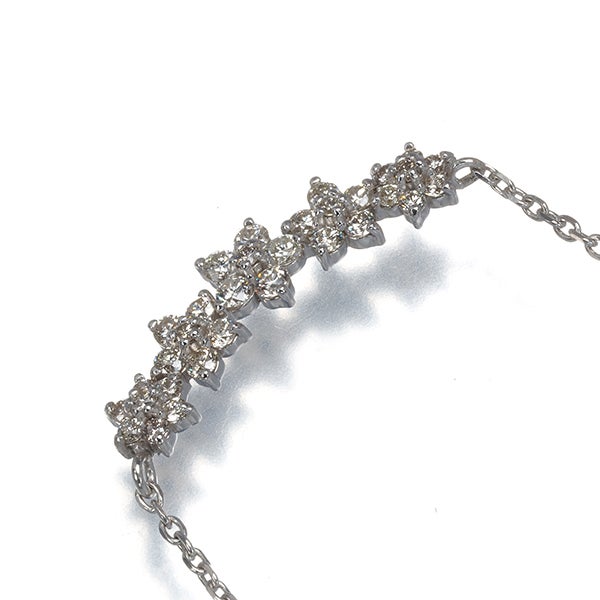 ダイヤ 0.50ct フラワー  ネックレス K18WG 鑑別書