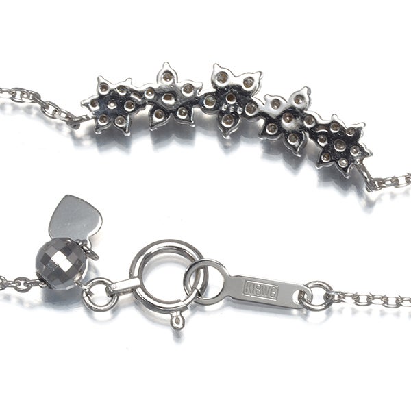 ダイヤ 0.50ct フラワー  ネックレス K18WG 鑑別書