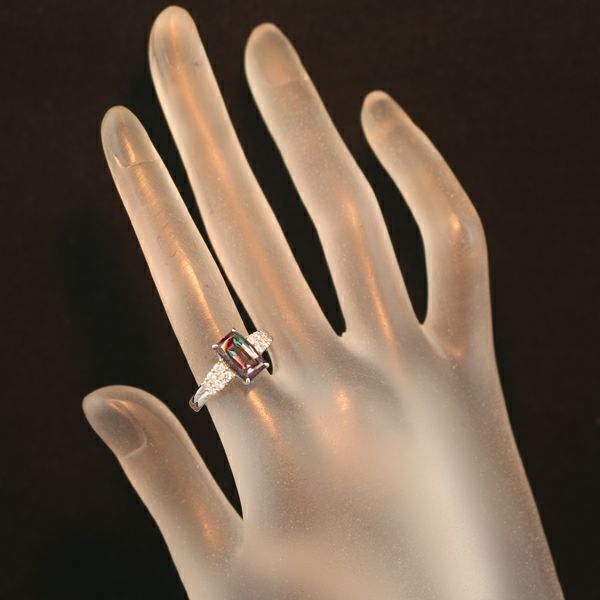 クレサンベール リング 再結晶アレキサンドライト 2.31ct ダイヤ 0.30ct  11号 Pt950 