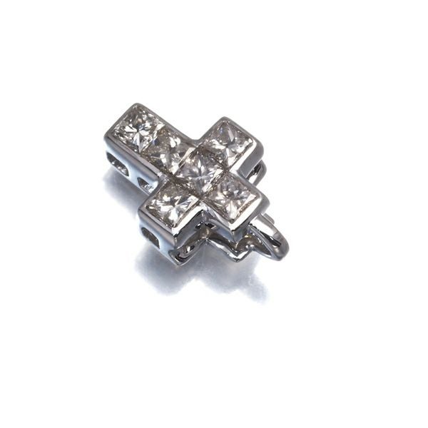 レ・エッセンシャル ペンダントトップ ダイヤ ミステリーセッティング クロス K18WG 