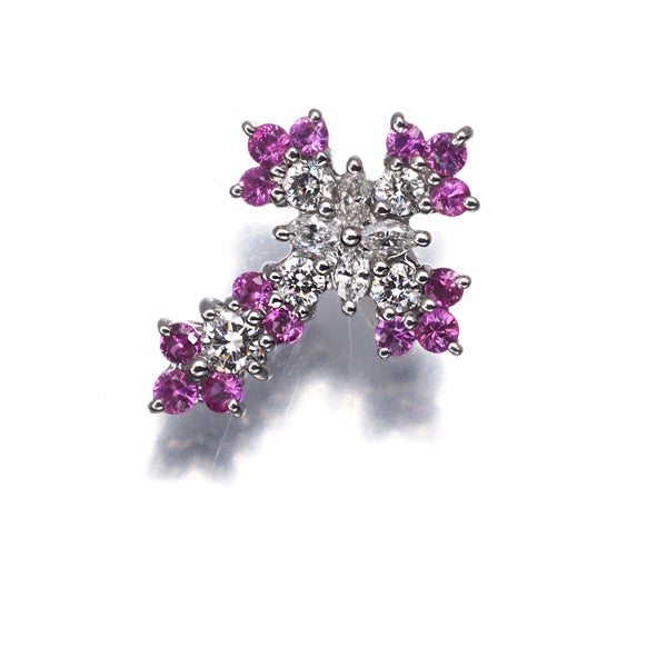 笠原真寿美 ペンダントトップ ピンクサファイア 0.30ct  ダイヤ 0.25ct  クロス K18WG 