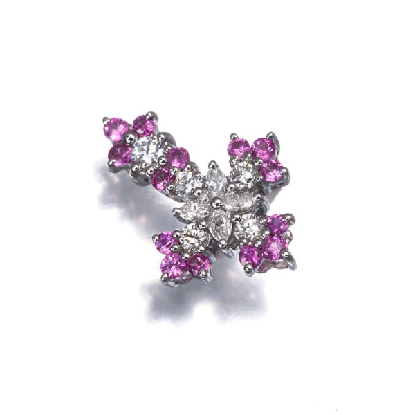 笠原真寿美 ペンダントトップ ピンクサファイア 0.30ct  ダイヤ 0.25ct  クロス K18WG 