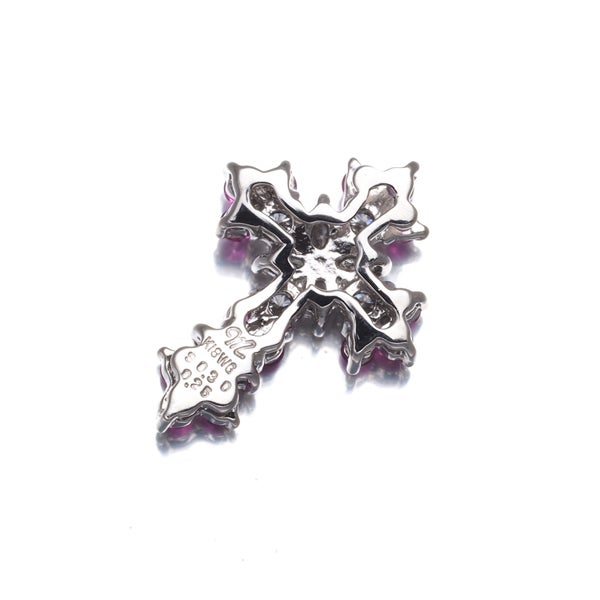 笠原真寿美 ペンダントトップ ピンクサファイア 0.30ct  ダイヤ 0.25ct  クロス K18WG 