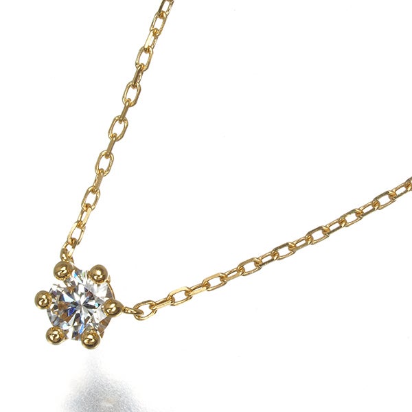 アーカー ネックレス ダイヤ 0.13ct エンブレイス 一粒 K18YG 