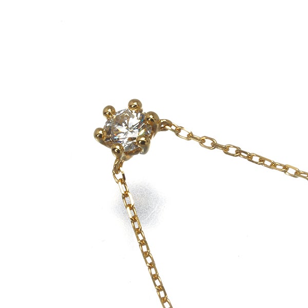 アーカー ネックレス ダイヤ 0.13ct エンブレイス 一粒 K18YG 