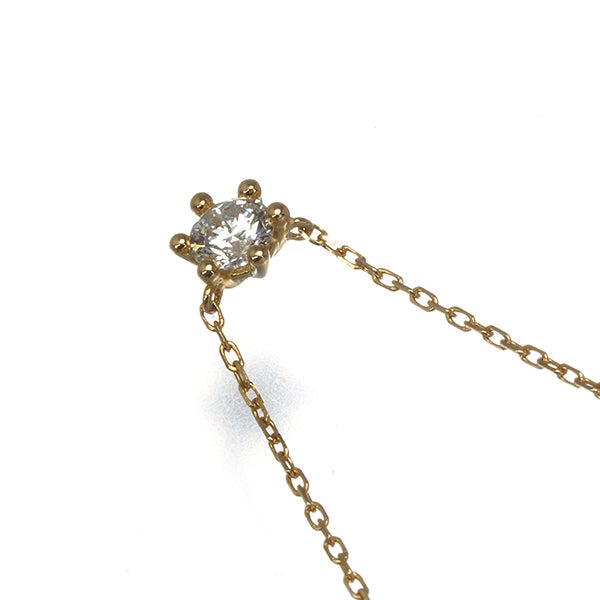 アーカー ネックレス ダイヤ 0.13ct エンブレイス 一粒 K18YG 