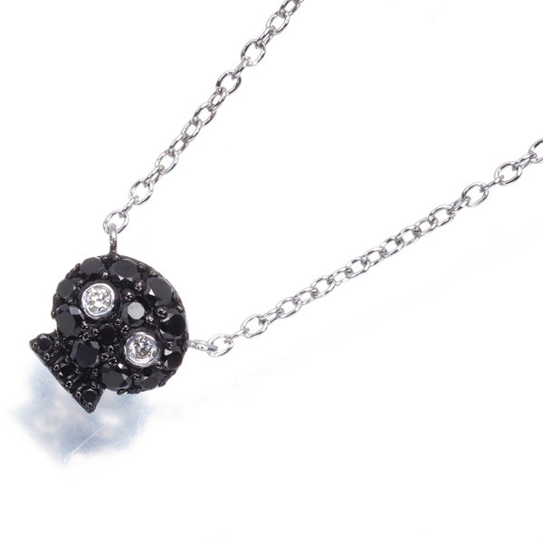 ポンテヴェキオ ネックレス クリア＆ブラックダイヤ 0.01ct/0.14ct  スカル K18WG