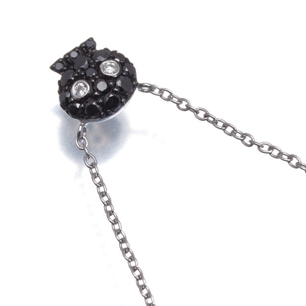 ポンテヴェキオ ネックレス クリア＆ブラックダイヤ 0.01ct/0.14ct  スカル K18WG