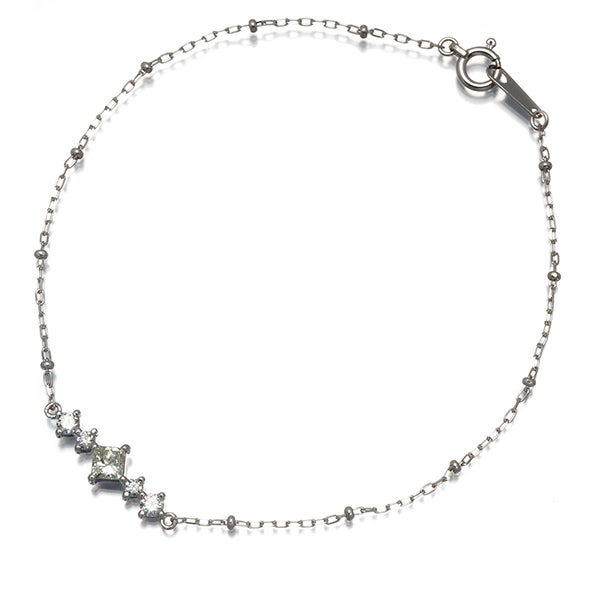 ダイヤ 0.223ct/0.18ct プリンセスカット  ブレスレット K18WG 鑑別書