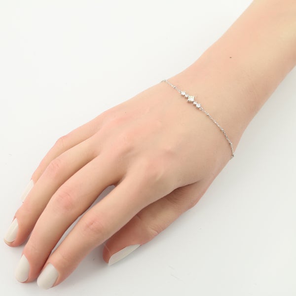 ダイヤ 0.223ct/0.18ct プリンセスカット  ブレスレット K18WG 鑑別書