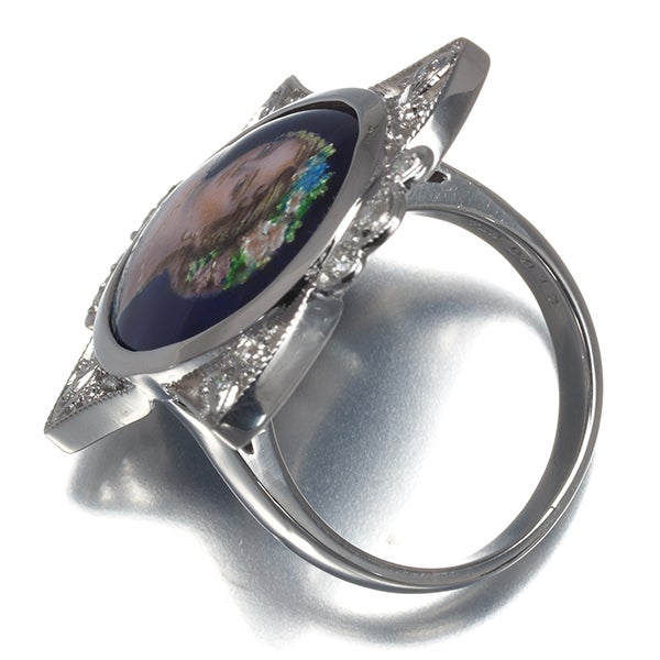 ダイヤ 0.18ct エマイユ  リング K18WG/エナメル 