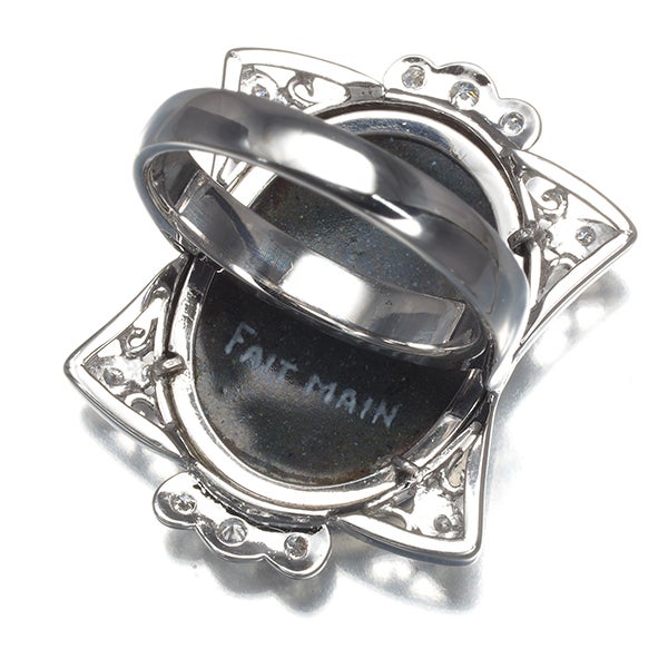 ダイヤ 0.18ct エマイユ  リング K18WG/エナメル 