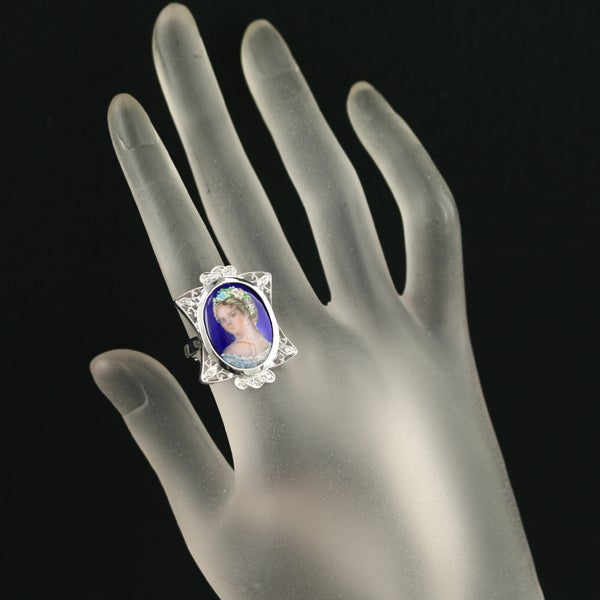 ダイヤ 0.18ct エマイユ  リング K18WG/エナメル 