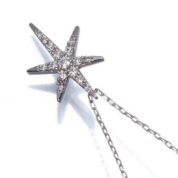 ダイヤ 0.24ct スター  ネックレス K18WG 
