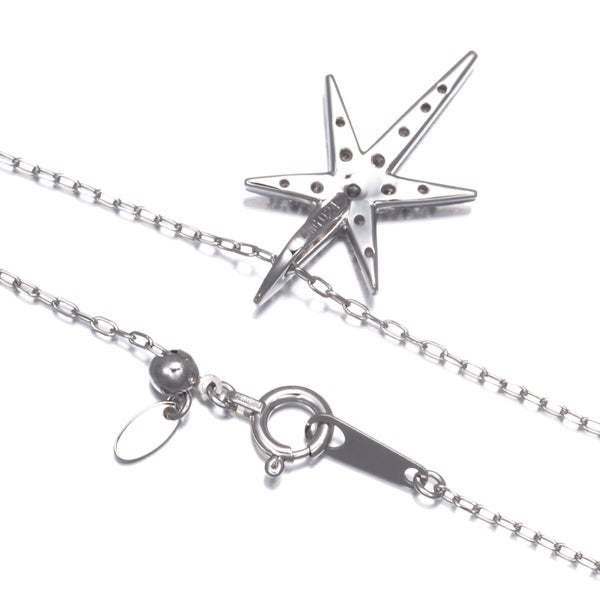 ダイヤ 0.24ct スター  ネックレス K18WG 