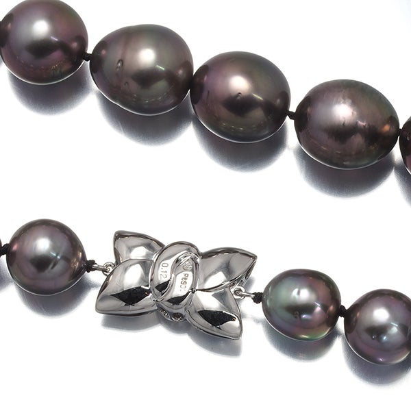 タサキ ネックレス ブラックパール 黒蝶真珠 9.7-12.7mm  ダイヤ 0.12ct   Pt900 