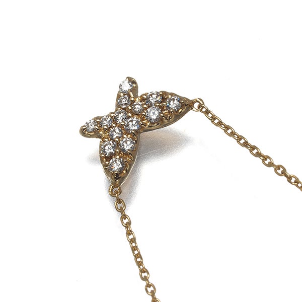 アヴァロン ネックレス ダイヤ 0.15ct バタフライ アニマル  K18YG 