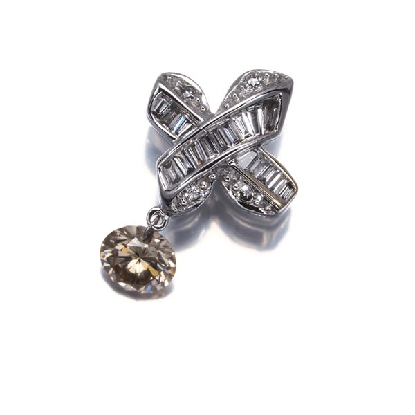 ブラウン&クリアダイヤ 0.35ct 2種カット  ペンダントトップ K18WG 