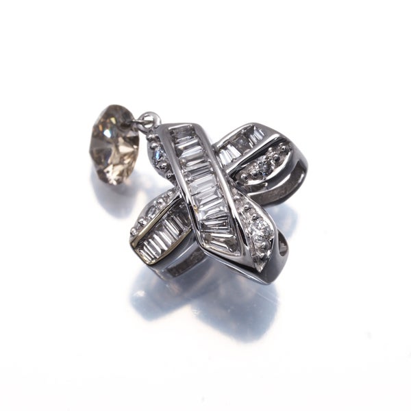 ブラウン&クリアダイヤ 0.35ct 2種カット  ペンダントトップ K18WG 