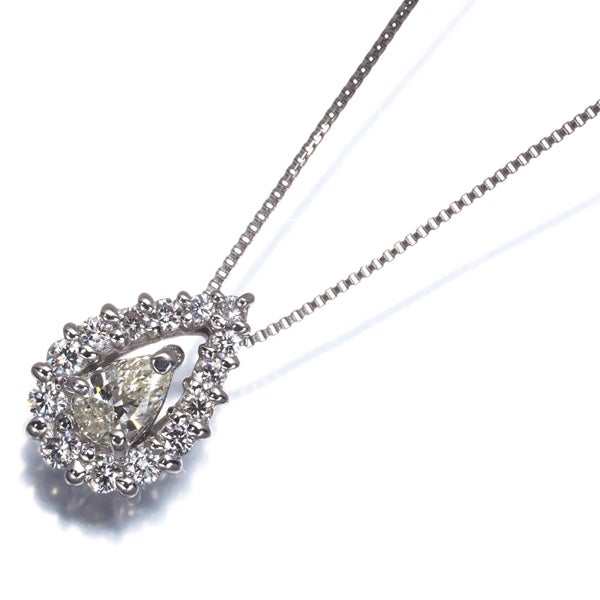 ダイヤ 0.196ct L VS2/0.22ct ペアシェイプ  ネックレス Pt900/Pt850 鑑定書