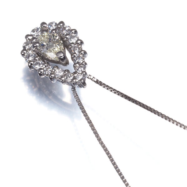 ダイヤ 0.196ct L VS2/0.22ct ペアシェイプ  ネックレス Pt900/Pt850 鑑定書