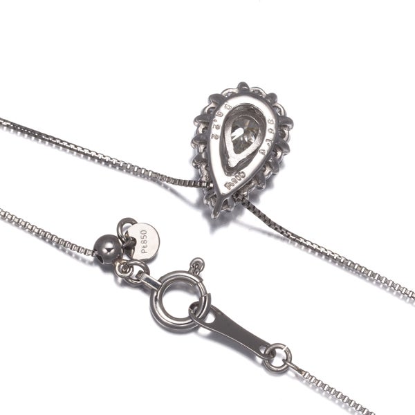 ダイヤ 0.196ct L VS2/0.22ct ペアシェイプ  ネックレス Pt900/Pt850 鑑定書