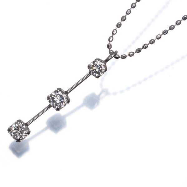 ダイヤ 0.30ct 3P  ネックレス K18WG 