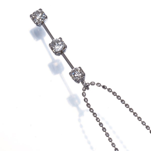 ダイヤ 0.30ct 3P  ネックレス K18WG 