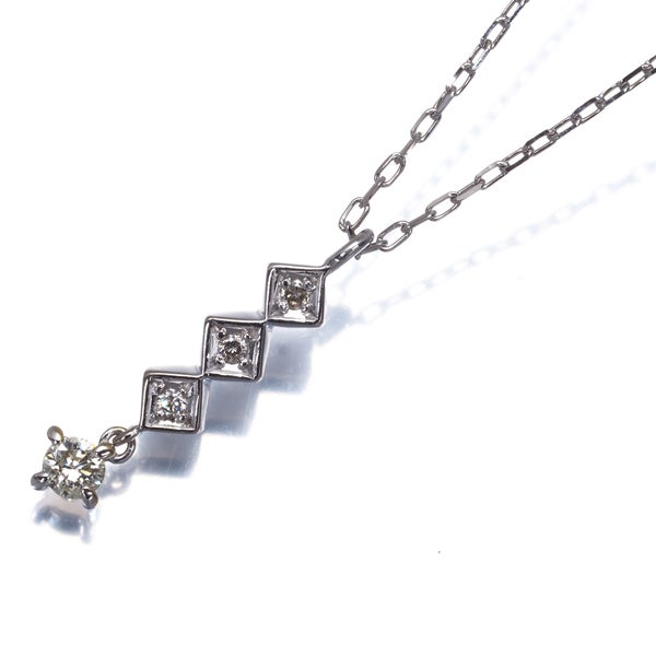 ダイヤ 0.11ct 4P ネックレス K18WG 