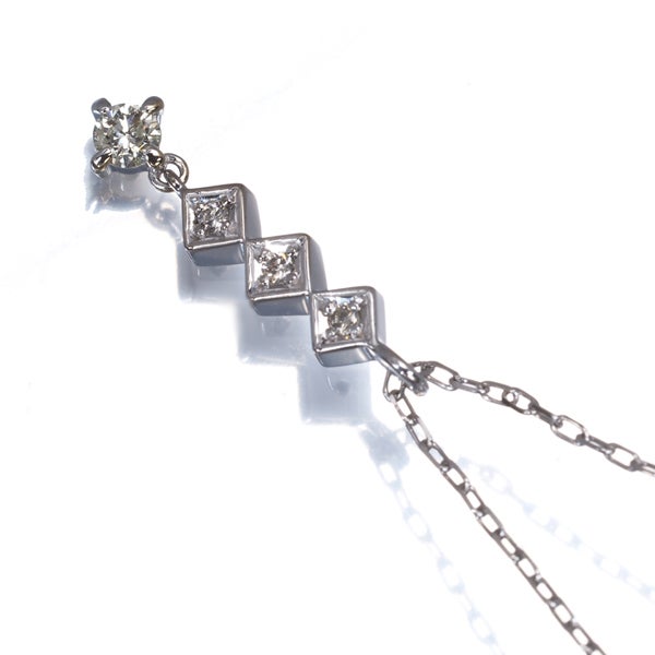 ダイヤ 0.11ct 4P ネックレス K18WG 