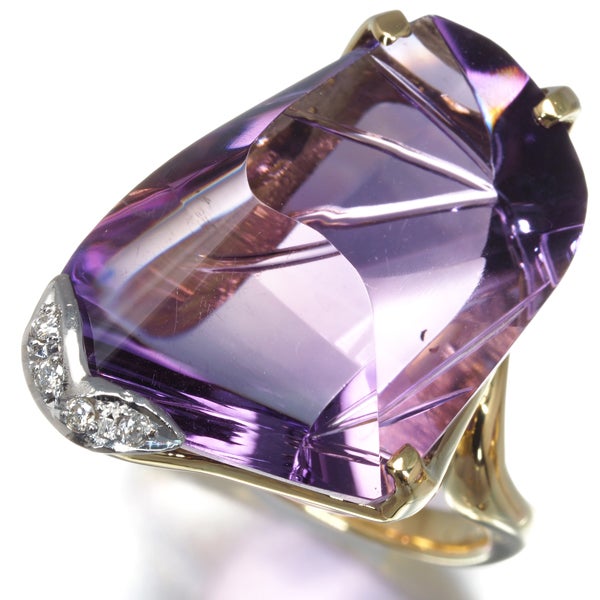 アメジスト 20.24ct  ダイヤ 0.04ct   リング K18YG/Pt900 