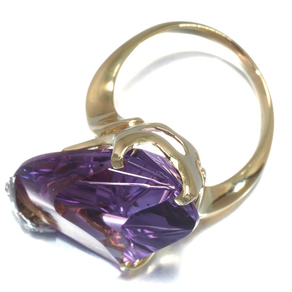 アメジスト 20.24ct  ダイヤ 0.04ct   リング K18YG/Pt900 