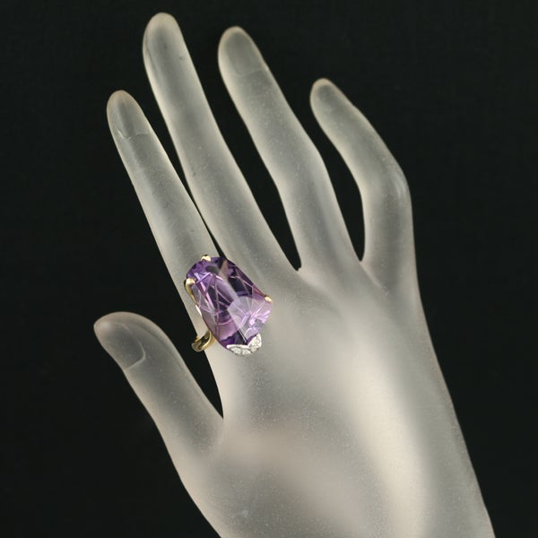 アメジスト 20.24ct  ダイヤ 0.04ct   リング K18YG/Pt900 