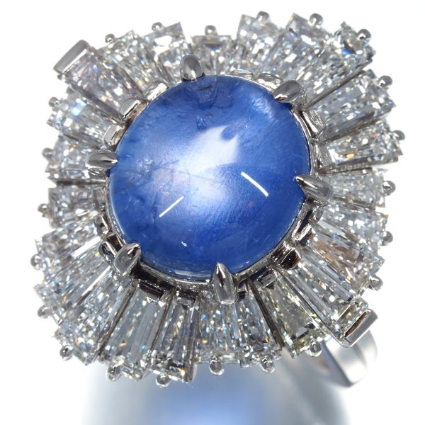 ミキモト リング スリランカ産 スターサファイア 6.07ct  ダイヤ 12号 Pt900 保証書