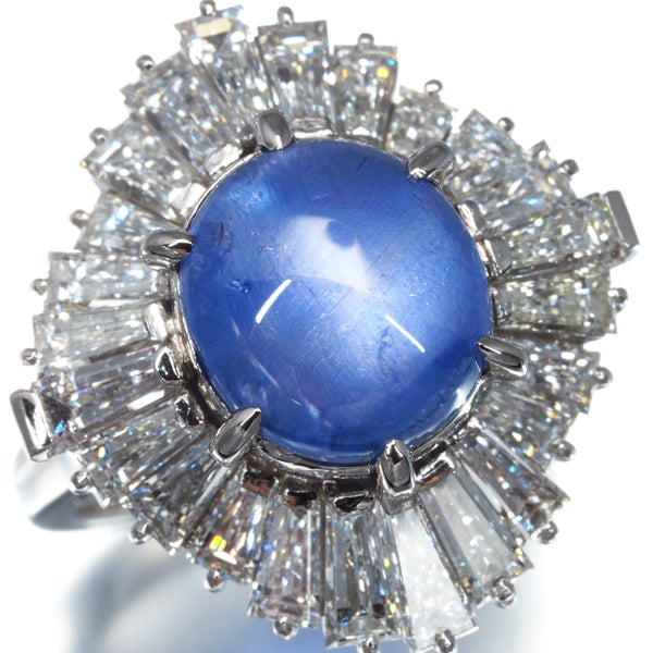 ミキモト リング スリランカ産 スターサファイア 6.07ct  ダイヤ 12号 Pt900 保証書