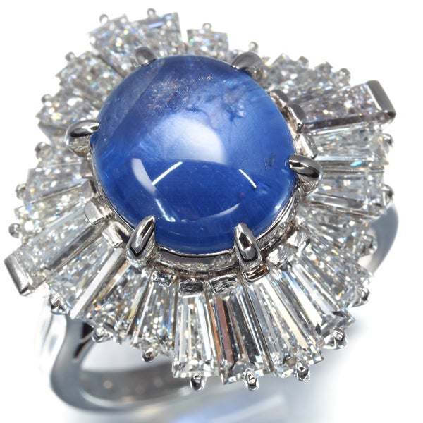 ミキモト リング スリランカ産 スターサファイア 6.07ct  ダイヤ 12号 Pt900 保証書