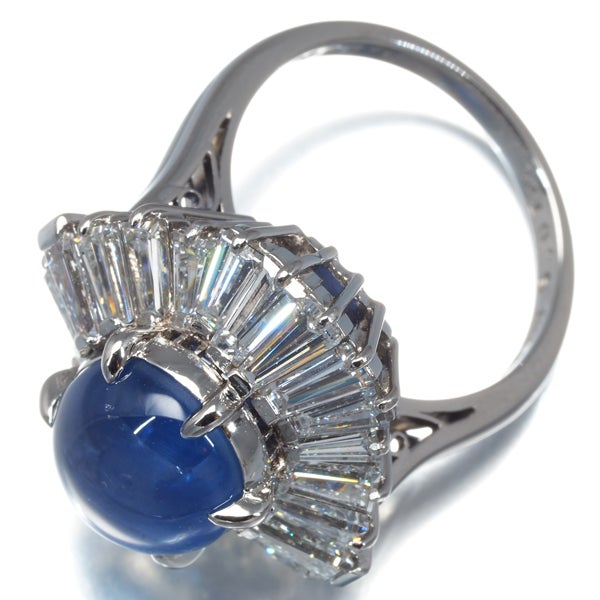 ミキモト リング スリランカ産 スターサファイア 6.07ct  ダイヤ 12号 Pt900 保証書