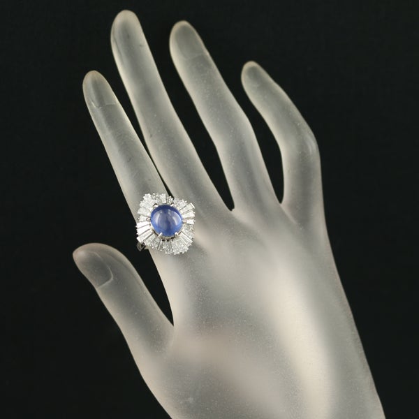 ミキモト リング スリランカ産 スターサファイア 6.07ct  ダイヤ 12号 Pt900 保証書