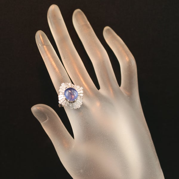 ミキモト リング スリランカ産 スターサファイア 6.07ct  ダイヤ 12号 Pt900 保証書