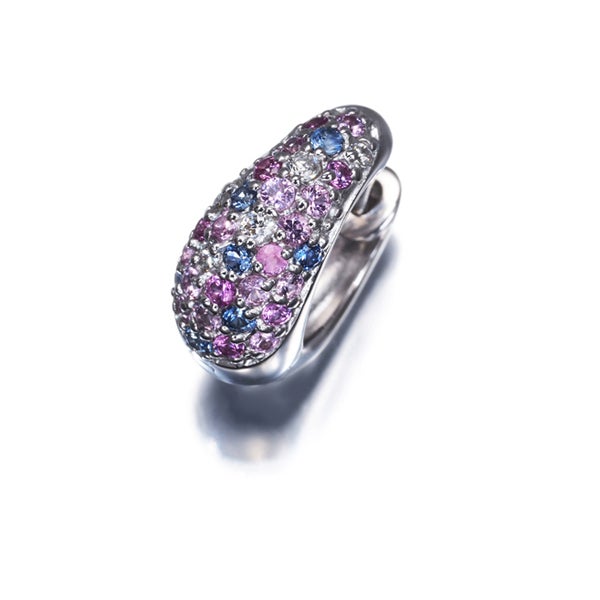 ポンテヴェキオ ピアス サファイア 0.58ct ダイヤ  パヴェ フープ 片耳 K18WG 