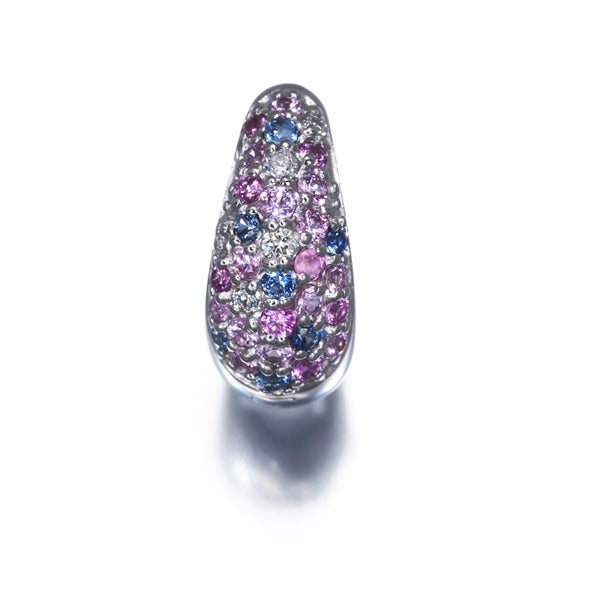 ポンテヴェキオ ピアス サファイア 0.58ct ダイヤ  パヴェ フープ 片耳 K18WG 