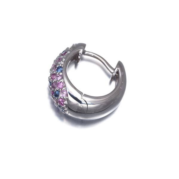 ポンテヴェキオ ピアス サファイア 0.58ct ダイヤ  パヴェ フープ 片耳 K18WG 