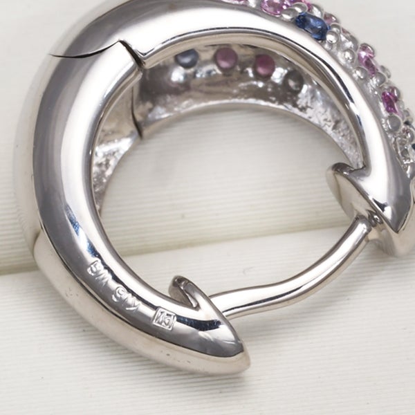 ポンテヴェキオ ピアス サファイア 0.58ct ダイヤ  パヴェ フープ 片耳 K18WG 
